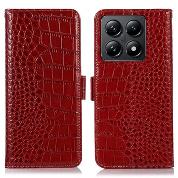 Xiaomi 14T Crocodile Series Wallet Leren Hoesje met RFID - Rood