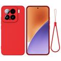 Xiaomi 15 Vloeibare siliconen hoesje met polsbandje - Rood