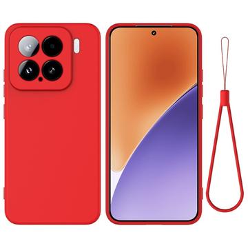 Xiaomi 15 Vloeibare siliconen hoesje met polsbandje - Rood