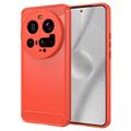 Xiaomi 15 Ultra Geborsteld TPU Hoesje - Koolstofvezel - Rood