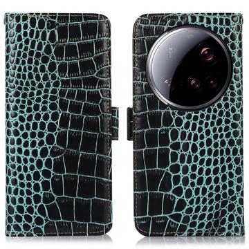 Xiaomi 15 Ultra Crocodile Series Wallet Leren Hoesje met RFID - Groen