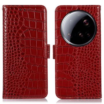 Xiaomi 15 Ultra Crocodile Series Wallet Leren Hoesje met RFID - Rood