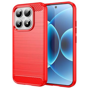 Xiaomi 17 Geborsteld TPU Hoesje - Koolstofvezel - Rood