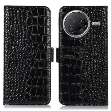 Xiaomi Poco F7 Pro Crocodile Series Wallet Leren Hoesje met RFID - Zwart