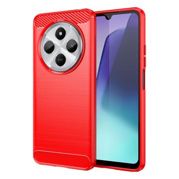 Xiaomi Redmi 14C Geborsteld TPU Hoesje - Koolstofvezel - Rood