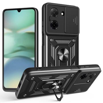 Xiaomi Redmi A5 4G/Poco C71 Roterende ring hybride hoesje met camera schild - Zwart