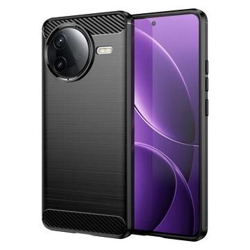 Xiaomi Redmi K80/Poco F7 Pro Geborsteld TPU Hoesje - Koolstofvezel - Zwart