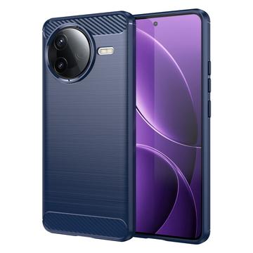 Xiaomi Redmi K80/Poco F7 Pro Geborsteld TPU Hoesje - Koolstofvezel - Blauw