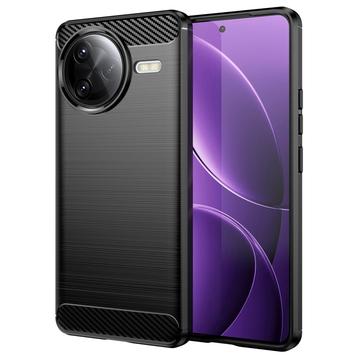 Xiaomi Redmi K80 Pro/Poco F7 Ultra Geborsteld TPU Hoesje - Koolstofvezel - Zwart