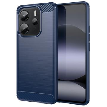Xiaomi Redmi Note 14 4G Geborsteld TPU Hoesje - Koolstofvezel - Blauw