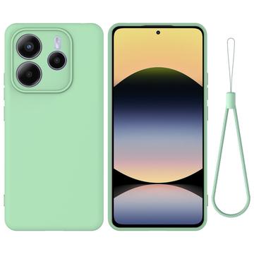 Xiaomi Redmi Note 14 5G Vloeibare siliconen hoesje met polsbandje - Groen
