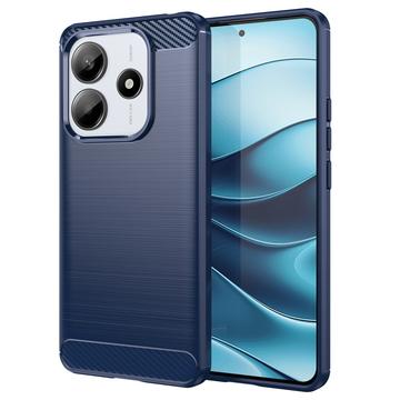 Xiaomi Redmi Note 14 Geborsteld TPU Hoesje - Koolstofvezel - Blauw