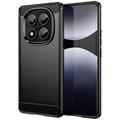 Xiaomi Redmi Note 14 Pro 4G Geborsteld TPU Hoesje - Koolstofvezel - Zwart