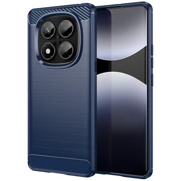 Xiaomi Redmi Note 14 Pro 4G Geborsteld TPU Hoesje - Koolstofvezel - Blauw