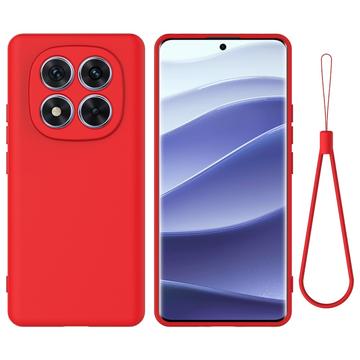 Xiaomi Redmi Note 14 Pro 5G/Poco X7 Vloeibare siliconen hoesje met polsbandje - Rood