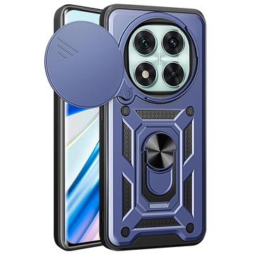 Xiaomi Redmi Note 14 Pro 5G/Poco X7 Roterende ring hybride hoesje met camera schild - Blauw