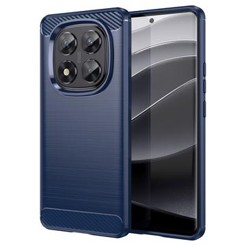 Xiaomi Redmi Note 14 Pro 5G/Poco X7 Geborsteld TPU Hoesje - Koolstofvezel - Blauw