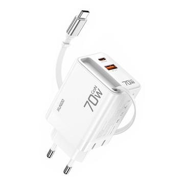 Xundd XDCH-109 70W GaN snellader met USB-C kabel - EU-stekker - Wit