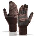 Y0046 1 paar heren winter gebreide winddichte warme handschoenen Touchscreen Texting wanten met elastische manchet - Koffie