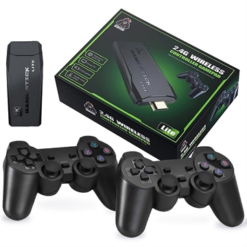 Y3 Lite Videogame HDMI-stick met twee draadloze 2.4G-controllers - 3000 ingebouwde games, 32G