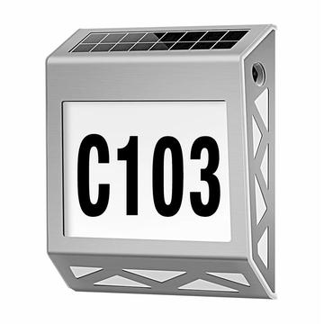 YH1101 Roestvrij Staal Solar Huisnummer Lamp - Zilver