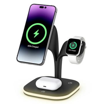 YM-UD22 Pro 3-in-1 MagSafe oplaadstation met nachtlampje - 15W - Zwart