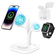 YM-UD22 Pro 3-in-1 MagSafe oplaadstation met nachtlampje - 15W - Wit