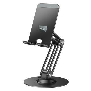 Yesido C300 Aluminiumlegering Desktop Houder voor Telefoon en Tablet - Zwart