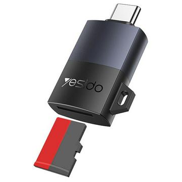 Yesido GS37 USB-C TF-kaartlezer met sleutelkoord - 480 Mbps Plug-and-Play OTG-adapter