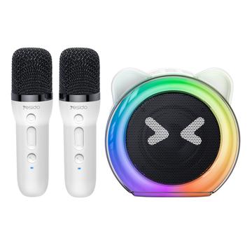 Yesido YSW36 Cute Ears Bluetooth 5.3 Karaoke Spreker met Dubbele Microfoons voor Kinderen - Wit