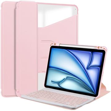 iPad Air 11 2024/2025 360 Roterende Slimme Hoes met Bluetooth Toetsenbord - Roze