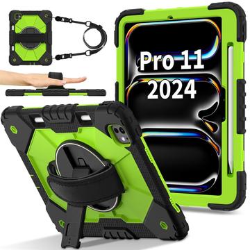 iPad Pro 11 2024/2025 Heavy Duty 360 Case met Draagriem - Groen
