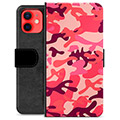 iPhone 12 mini Premium Portemonnee Hoesje - Roze Camouflage