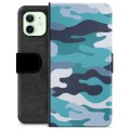 iPhone 12 Premium Wallet Case - Blauw Camouflage