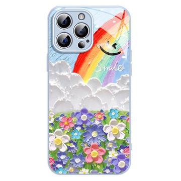 iPhone 12 Pro Max Glimlach & Regenboog Hybride Hoesje - Blauw
