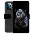 iPhone 12 Pro Premium Portemonnee Hoesje - Zwarte Panter