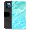 iPhone 12 Pro Premium Wallet Case - Blauw Marmer