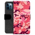 iPhone 12 Pro Premium Portemonnee Hoesje - Roze Camouflage