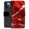 iPhone 12 Pro Premium Portemonnee Hoesje - Rode Marmer
