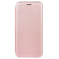 iPhone 13 Flip Case - Koolstofvezel - Rose Goud