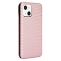 iPhone 13 Flip Case - Koolstofvezel - Rose Goud