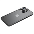 iPhone 13 metalen bumper met achterkant van gehard glas - zwart