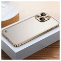 iPhone 13 metalen bumper met achterkant van gehard glas - goud