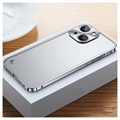 iPhone 13 metalen bumper met achterkant van gehard glas - zilver