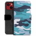 iPhone 13 Mini Premium Portemonnee Hoesje - Blauw Camouflage