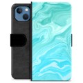 iPhone 13 Premium Wallet Case - Blauw Marmer