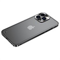 iPhone 13 Pro Max metalen bumper met achterkant van gehard glas - zwart