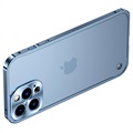 iPhone 13 Pro Max metalen bumper met achterkant van gehard glas - Blauw