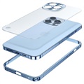 iPhone 13 Pro Max metalen bumper met achterkant van gehard glas - Blauw