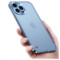 iPhone 13 Pro metalen bumper met achterkant van gehard glas - blauw